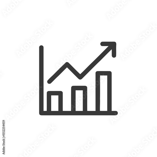 Ascending Bar Graph with Arrow: Business Growth and Financial Success Icon