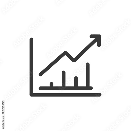 Rising Trend: Minimalist Line Graph with Upward Arrow Symbolizing Growth and Success
