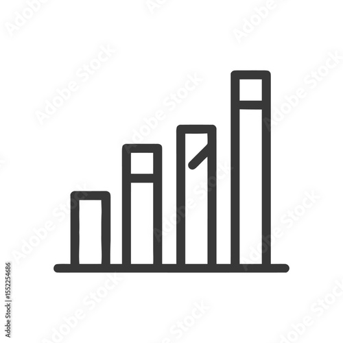 Ascending Bar Graph Icon with Cutout, Isolated on White