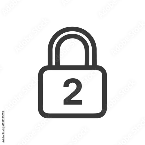 Two-Factor Authentication Icon: Padlock with Number Two for Security