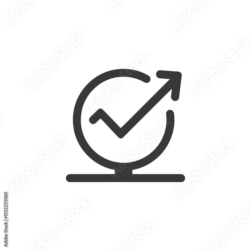 Rising Market Graph Icon: Upward Trend with Circular Frame and Base