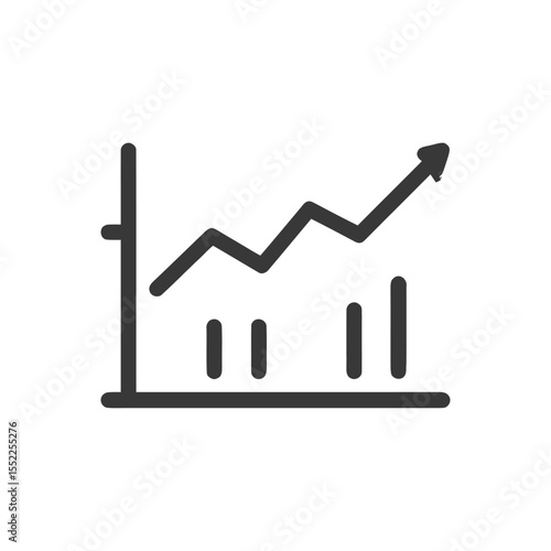 Upward Trend Graph Icon: Business Growth and Financial Success Visualization
