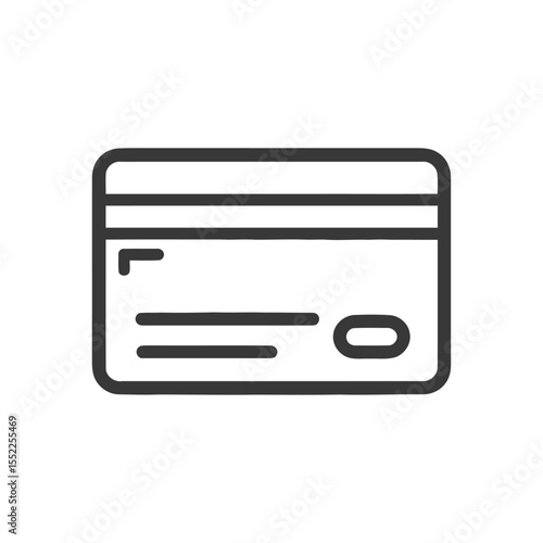 Minimalist Credit Card Icon: Financial Transactions, Payment Method, Line Art