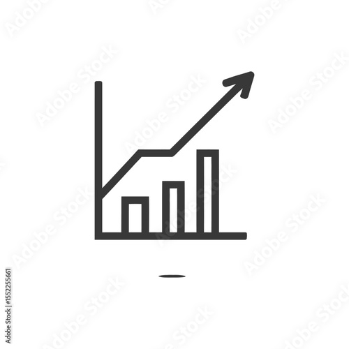 Ascending Bar Graph with Arrow, Business Growth Icon, Minimalist Design