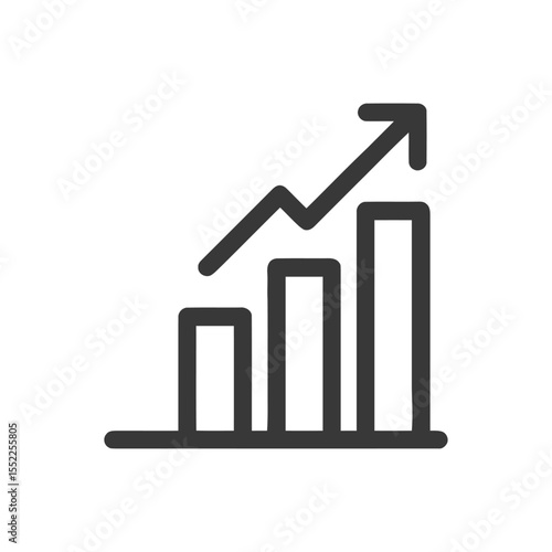 Ascending Bar Graph Icon: Growth, Progress, and Positive Trend Illustration