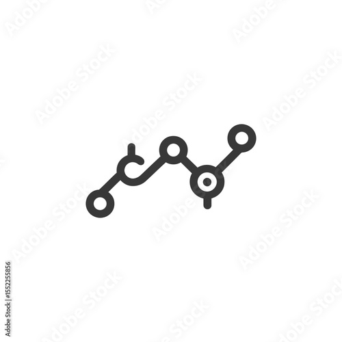 Minimalist Line Graph Icon: Data Visualization with Connected Circles