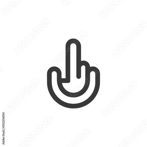 Stylized Hand Gesture Icon: Middle Finger, Bold Line Art