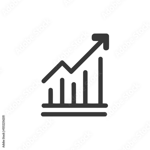 Ascending Graph Icon: Business Growth and Positive Trend Illustration