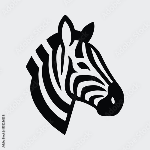 Silhouette Zebra head minimalist design black and white Vector illustration