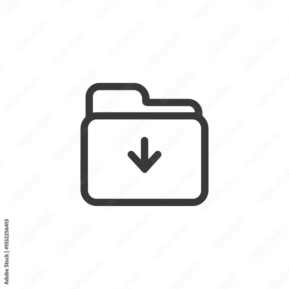 Download Folder Icon: Simple, Bold Outline on White Background Download Folder Icon: Simple, Bold Outline on White Background