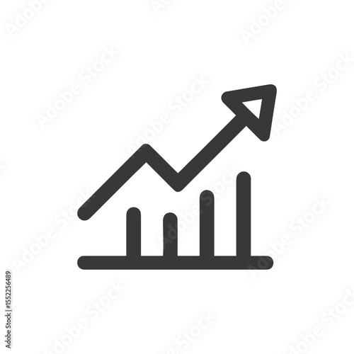 Ascending Graph Icon: Business Growth and Financial Success Symbol