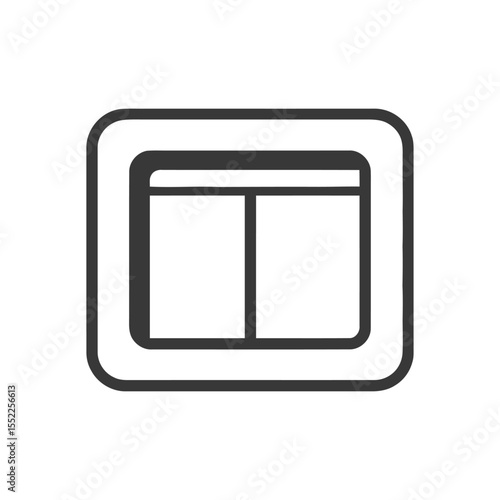Minimalist Dark Gray Double Light Switch Icon on White Background