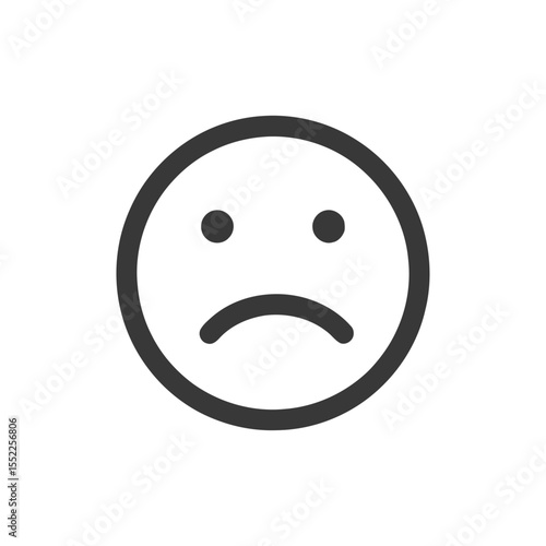 Minimalist Sad Face Icon: Simple Black Outline on White Background