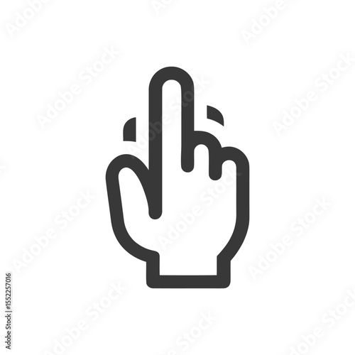 Bold Middle Finger Gesture Icon: Defiant, Graphic, Minimalist Design on White