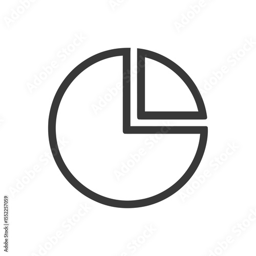 Simple Pie Chart Icon with One Quarter Segment Highlighted in Dark Gray