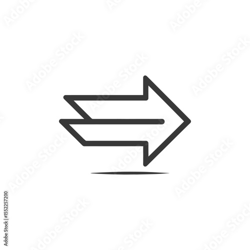 Sleek Gray Arrow Icon with Shadow on White Background