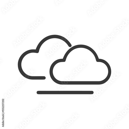 Minimalist Cloud Icon: Two Overlapping Shapes with Horizon Line, Weather Symbol