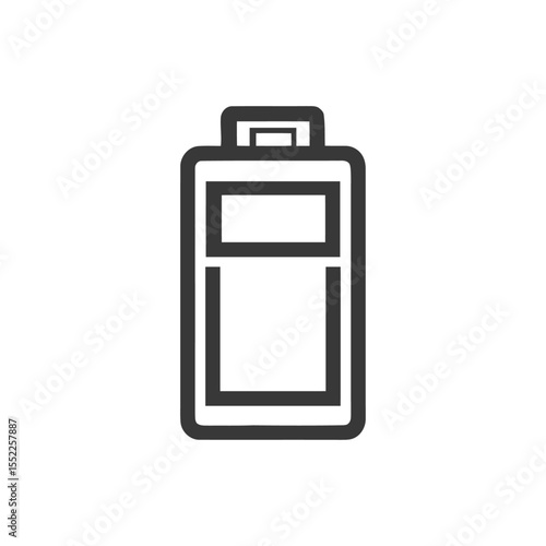 Minimalist Battery Icon: Low Charge Indicator with Bold Outline