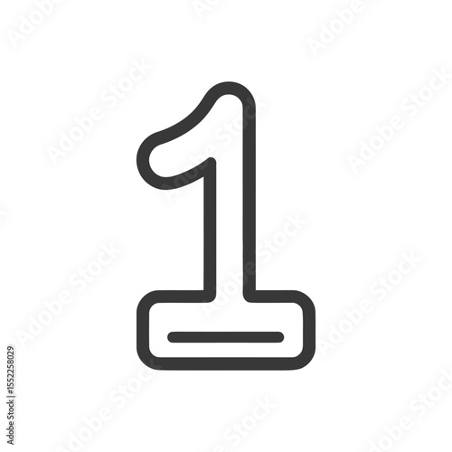 Bold Number One Icon: Modern, Rounded Design on White Background