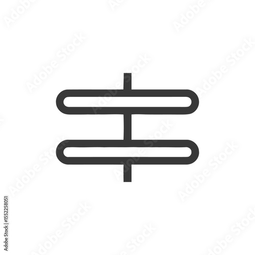 Minimalist Icon of Parallel Plates with Connecting Lines on White Background