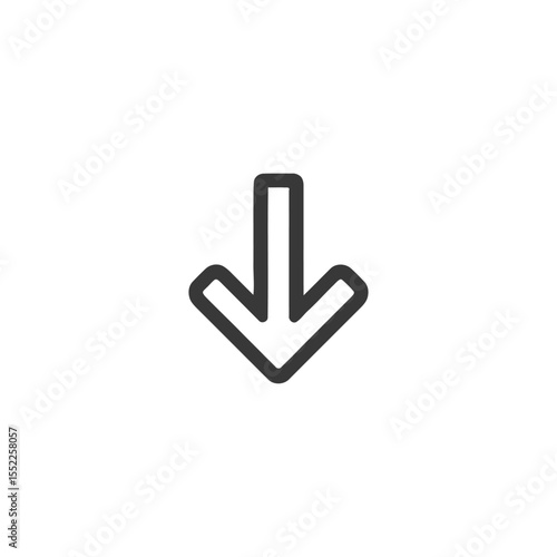 Bold Down Arrow Icon: Simple, Modern Design on White Background