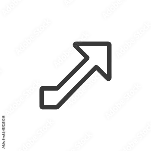 Ascending Arrow Icon: Bold Outline, Upward Trajectory, Modern Design on White