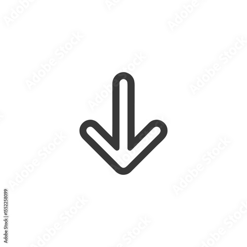 Simple Downward Arrow Icon with Rounded Edges on White Background