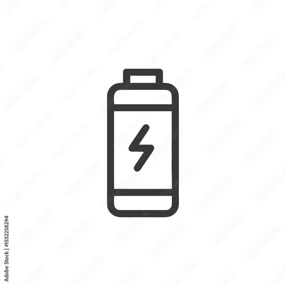 Minimalist Battery Icon with Lightning Bolt Symbol on White Background Minimalist Battery Icon with Lightning Bolt Symbol on White Background