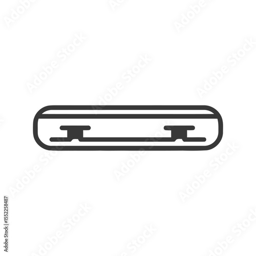 Minimalist Black Outline of a Coffin on White Background