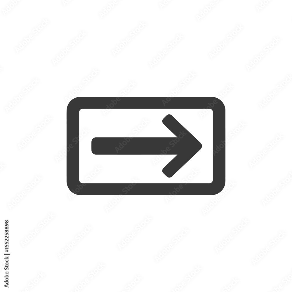 Bold Right Arrow Icon in Rounded Rectangle Frame, Simple Design Bold Right Arrow Icon in Rounded Rectangle Frame, Simple Design