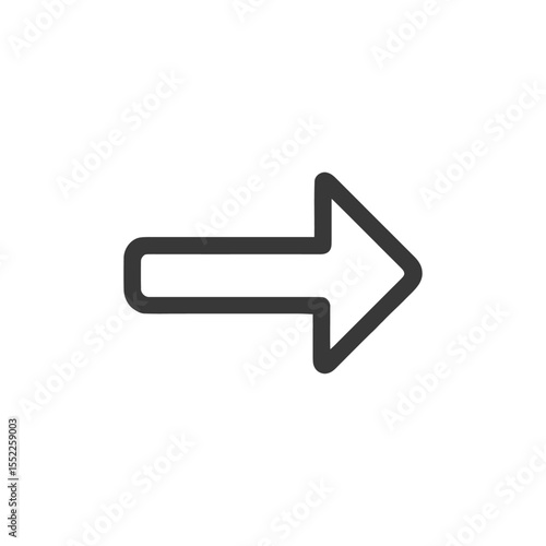 Simple Right Arrow Icon with Rounded Edges on White Background