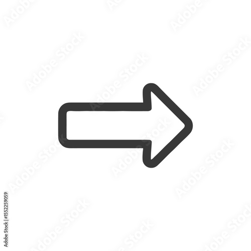 Simple Right Arrow Icon with Rounded Edges on White Background