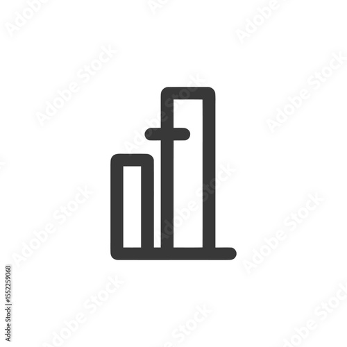 Minimalist Bar Graph Icon in Dark Gray on White Background
