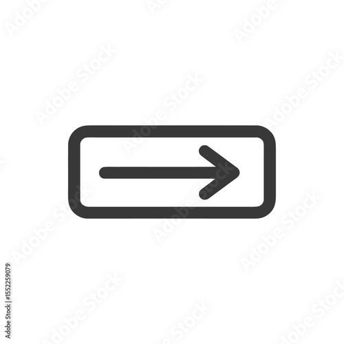 Simple Right Arrow Icon in Rounded Rectangle, Dark Gray on White Background
