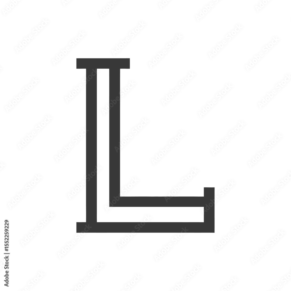 Minimalist Letter L: Bold, Double-Lined Graphic Design on White Background Minimalist Letter L: Bold, Double-Lined Graphic Design on White Background