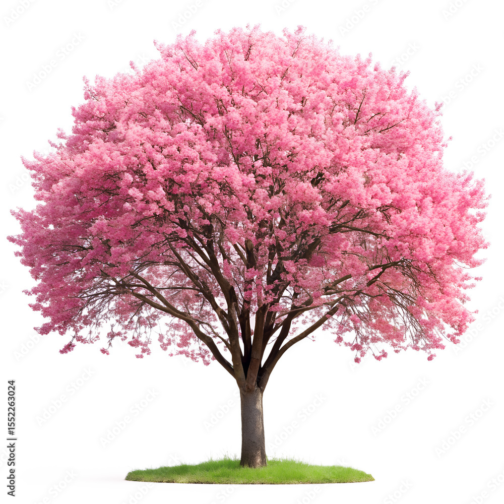 Obraz premium pink cherry tree isolated on white background.PNG Transparent file type with high definition picture quality available.