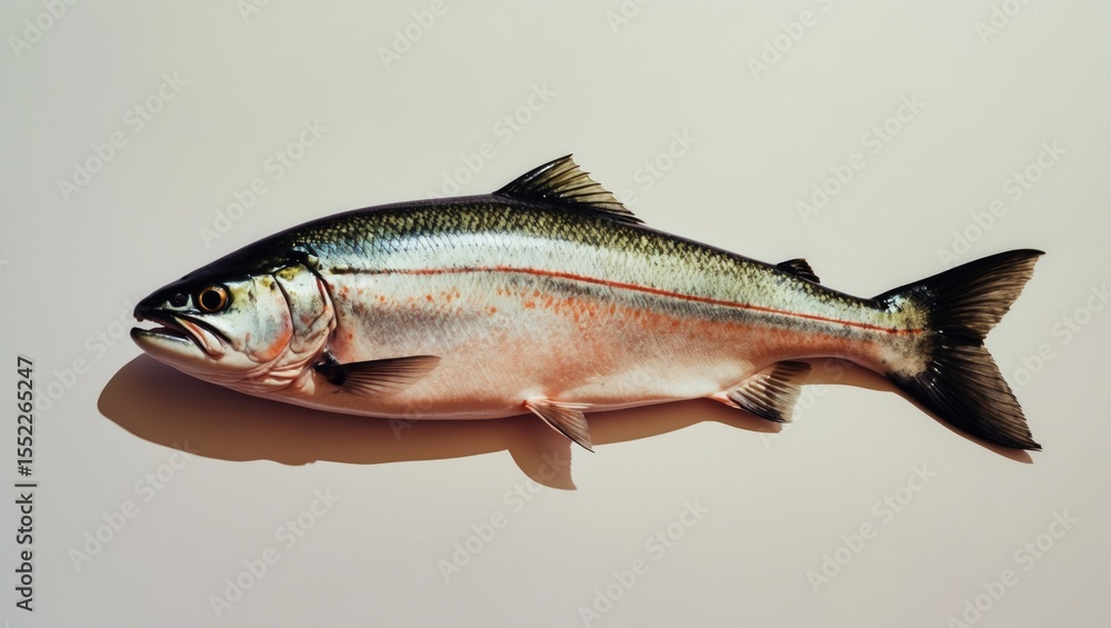 Naklejka premium Salmon Fish Isolated On White Without Shadow With Clipping Path
