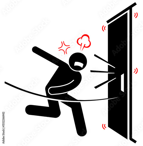 Angry Person Slamming Door in Rage – Emotional Outburst, Conflict, Frustration, Aggressive Reaction, and Mental Health Breakdown in Personal or Workplace Situations