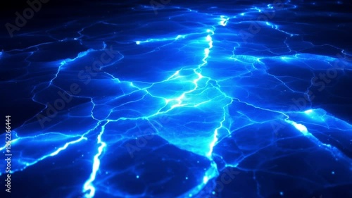 Wallpaper Mural Dynamic lightning bolts flash across the dark, powerful sky of planet Earth, illuminating the seamless blue and liquid texture of the storm with immense electrical energy 4k Animation video Torontodigital.ca