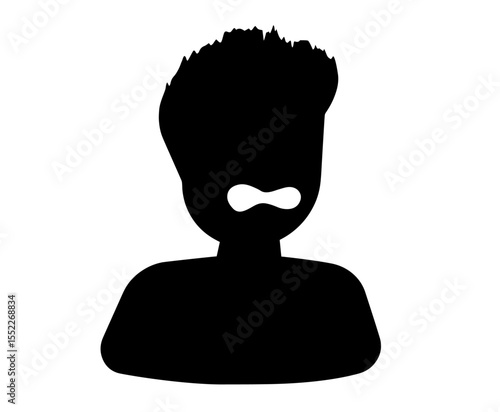 Angry Male Silhouette with Spiky Hair Expressing Frustration or Discontentment – Emotion for Mental Health, Communication Issues, Stress, or Conflict in Social, Psychological, or Workplace