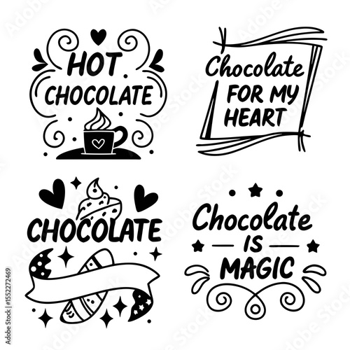 Chocolate Quote Lettering Set – Hot, Dark, and Sweet Love Sayings in Handwritten Style

