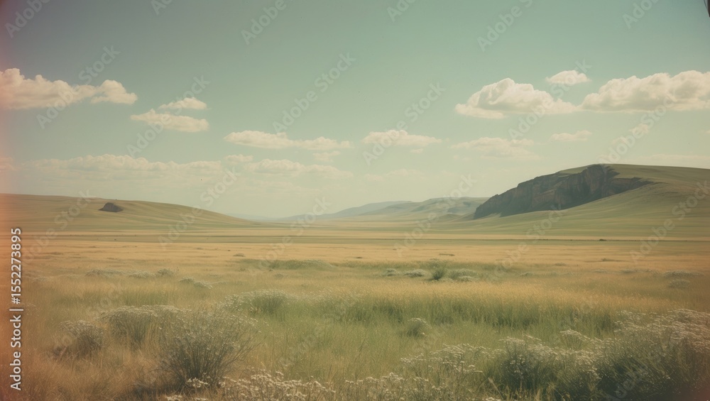 Fototapeta premium Plains of the Steppe with Empty Copy Space for Text