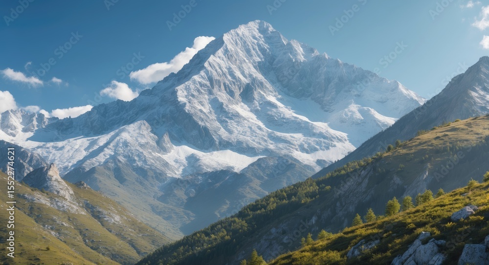 Fototapeta premium Close-Up Of The Mountain In Nature with Empty Copy Space For Text