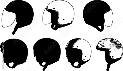 set of classic helmet motorcyclist, vector illustration. flat style
