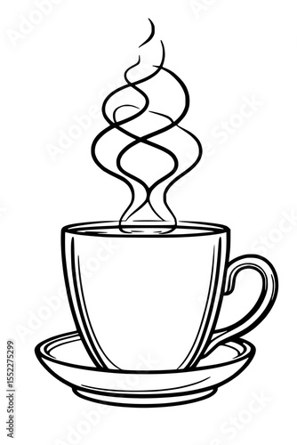 Ausmalbild Tasse Kaffee mit Dampf