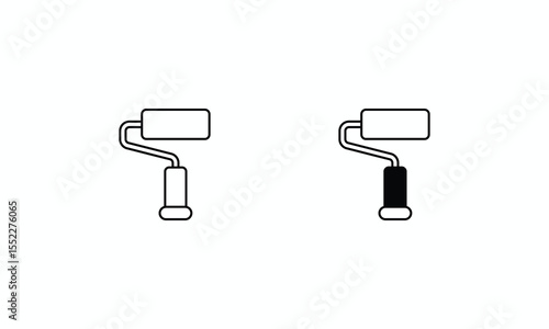 Paint Roller icons set Line and Glyph black vector icon stock illustration
