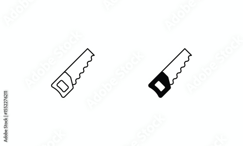 Crosscut Saw icons set Line and Glyph black vector icon stock illustration