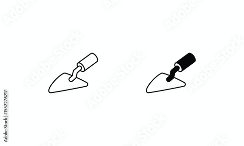 Trowel icons set Line and Glyph black vector icon stock illustration