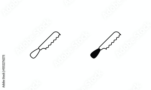 Japanese Saw icons set Line and Glyph black vector icon stock illustration