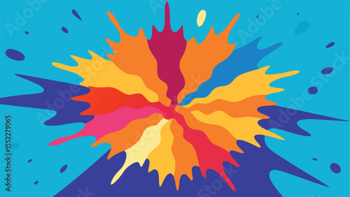 Abstract colorful bursting shapes design featuring bright and eye-catching color palette